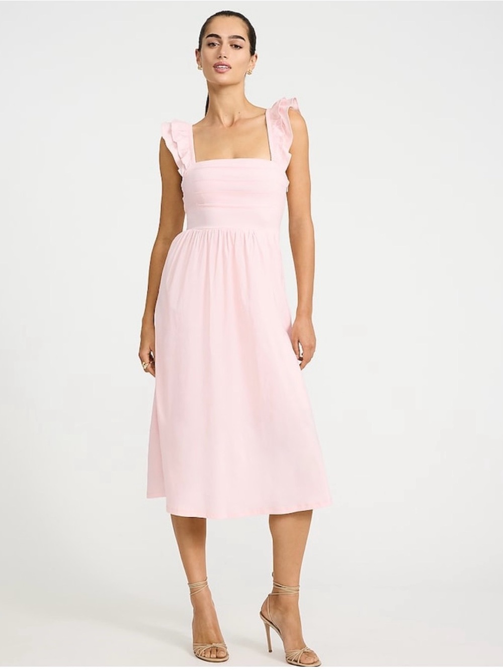 Express Poplin Flutter Sleeve Lace-Up Back Midi Dress NWT